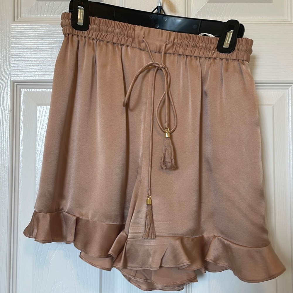 Zimmermann High Waist Shorts in Tan